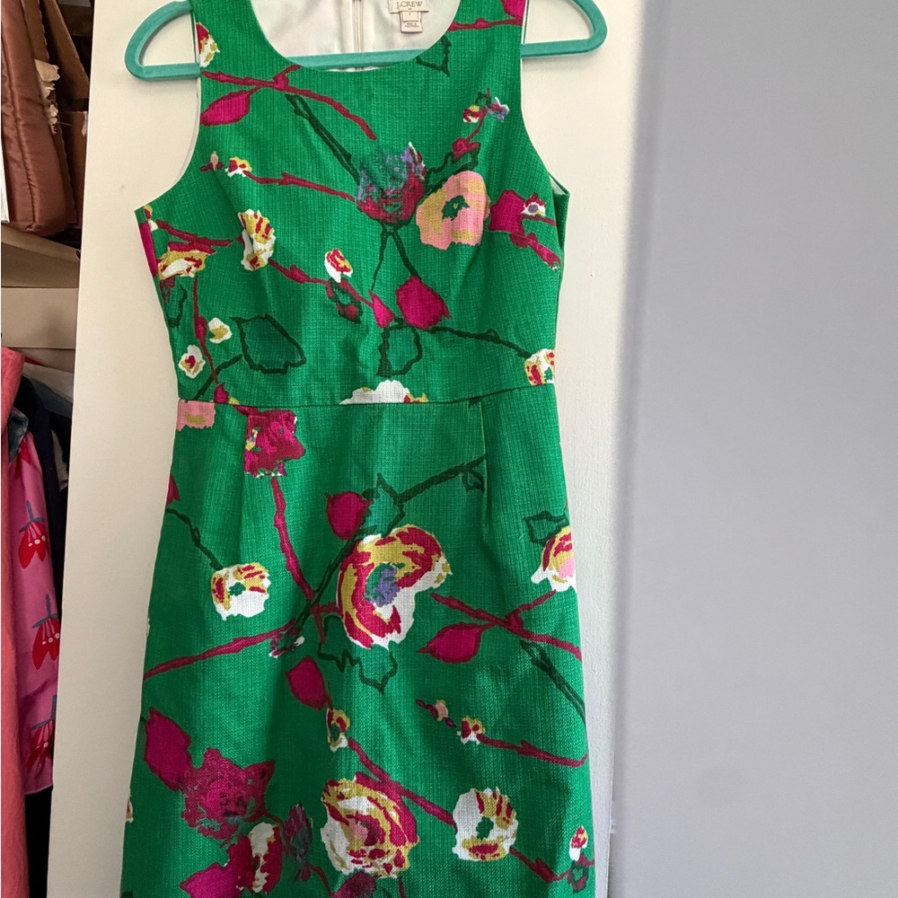 J Crew Floral Green Dress Sz 2 NWT